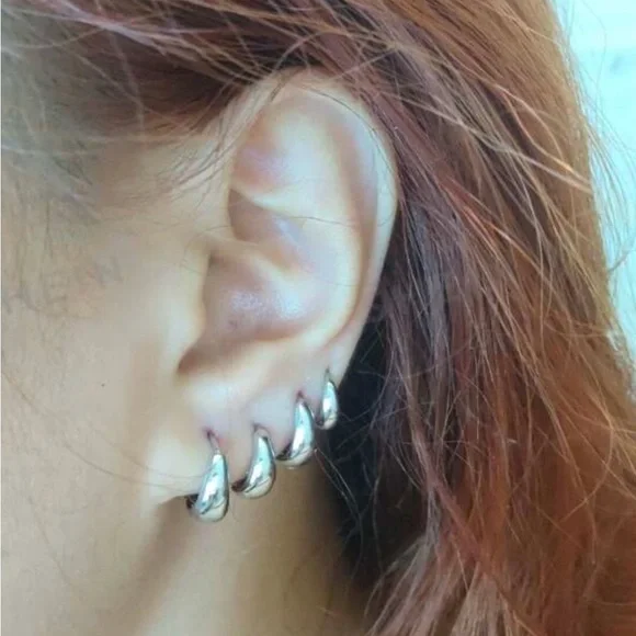 6pcs simple metal earrings made of copper - Picture 2 of 4